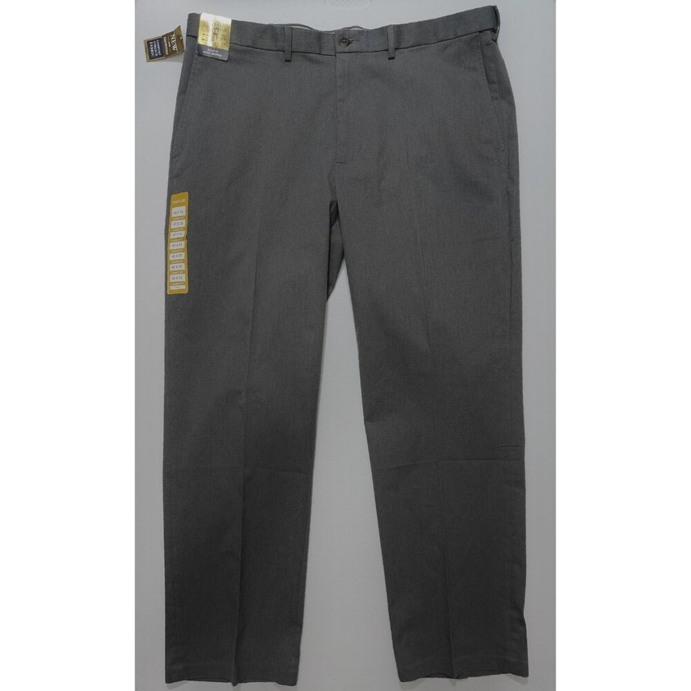 HAGGAR Men's Grey Iron Free Classic Fit Dress Pants Size 42Wx32L